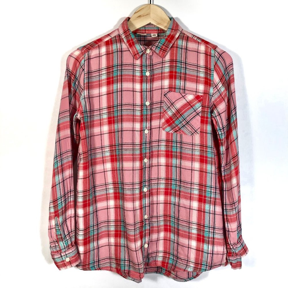 GAP Pink Plaid Blouse Top Size XXL, 14-16
